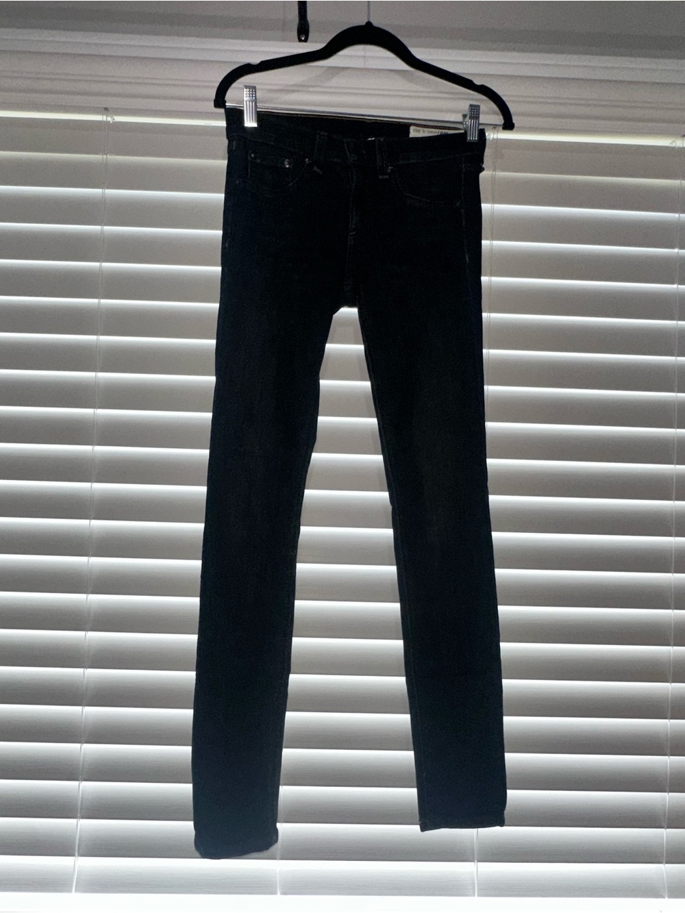 rag & bone JEAN Skinny Jeans Black Rae Dark Wash Made in USA Size 26